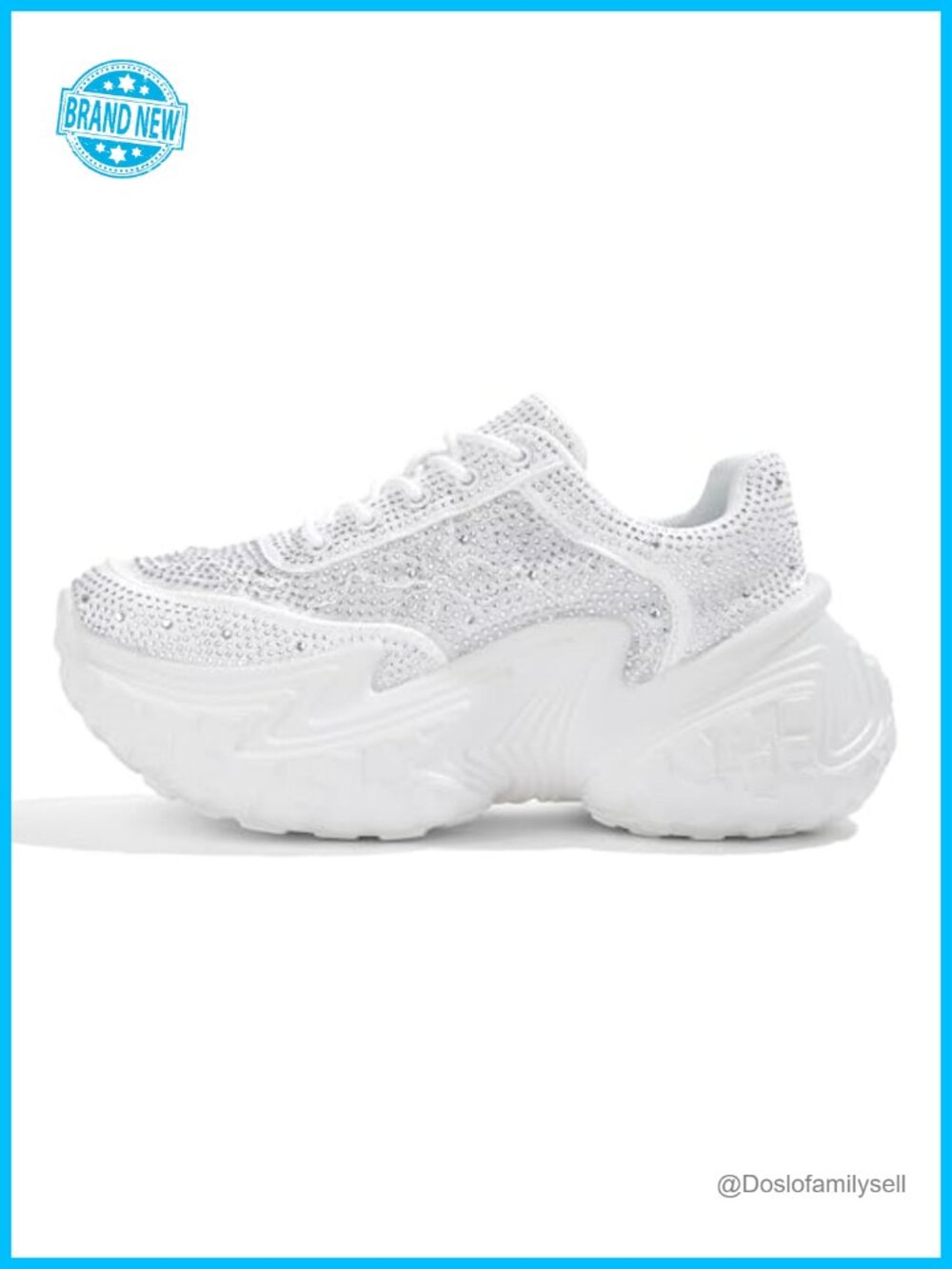 Chunky Platform Sneakers Rhinestone Butterfly Lace-Up Memory Foam Women